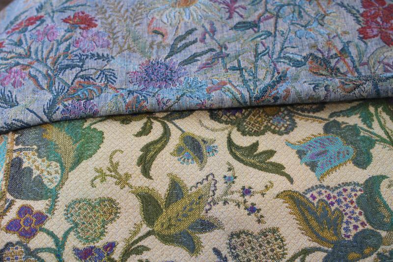 photo of lot vintage upholstery fabric sample pieces and remnants, tapestry, jacquard #5