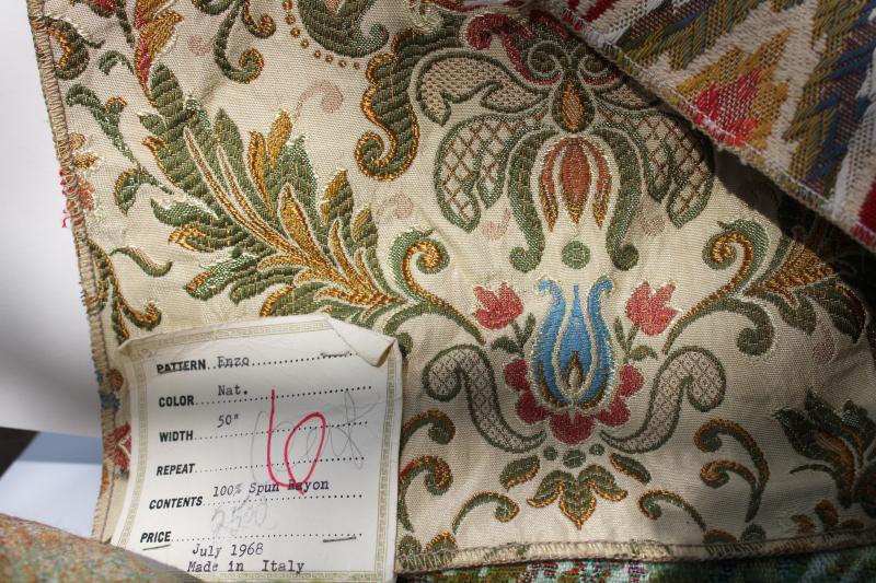 photo of lot vintage upholstery fabric sample pieces and remnants, tapestry, jacquard #13