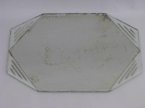 photo of lot vintage vanity table top plateaus, flat glass mirror perfume trays #3