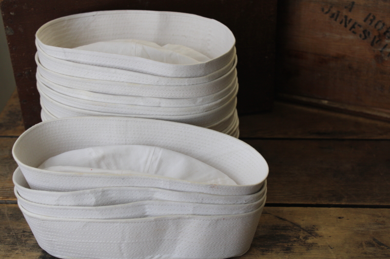 photo of lot vintage white cotton sailor hats small sizes, surplus style fashion or nautical decor #2