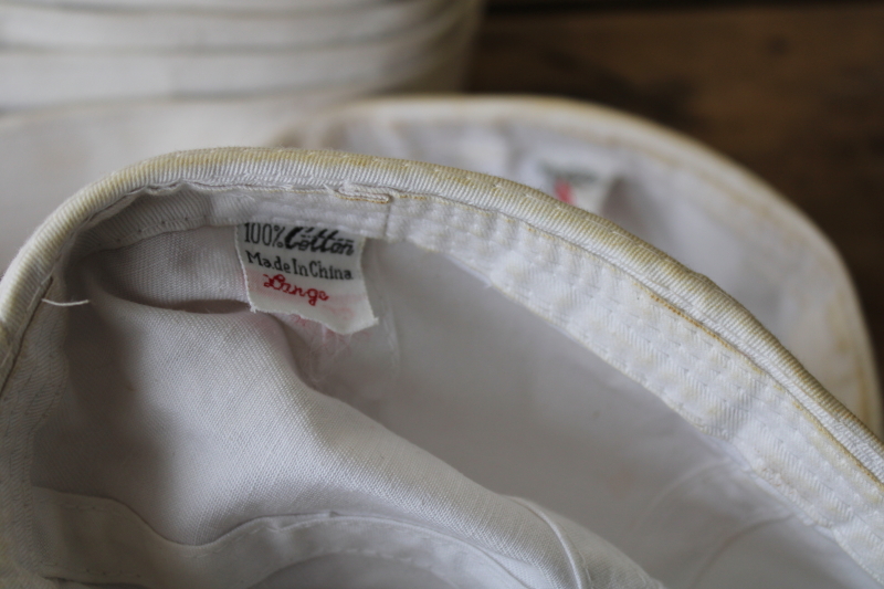 photo of lot vintage white cotton sailor hats small sizes, surplus style fashion or nautical decor #3