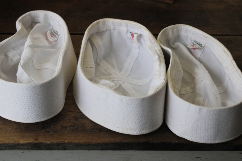photo of lot vintage white cotton sailor hats small sizes, surplus style fashion or nautical decor #4