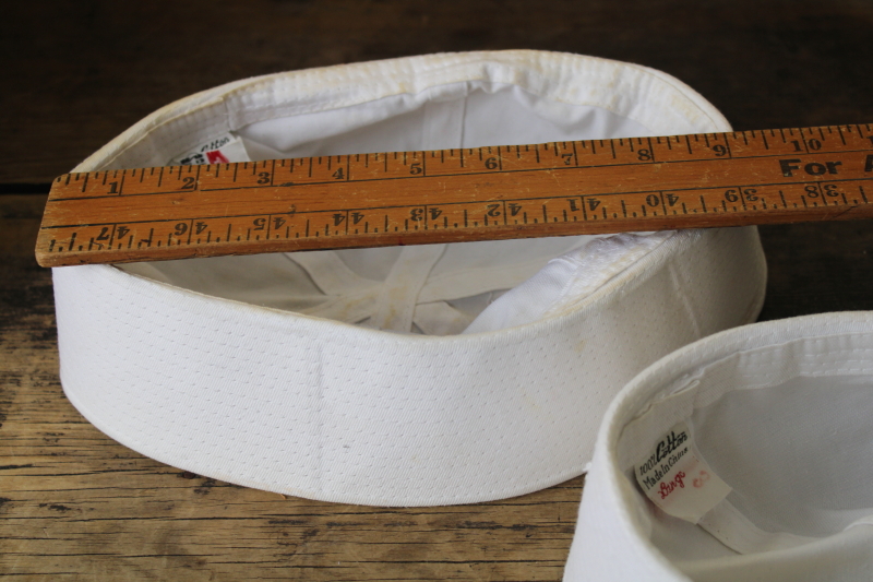 photo of lot vintage white cotton sailor hats small sizes, surplus style fashion or nautical decor #5