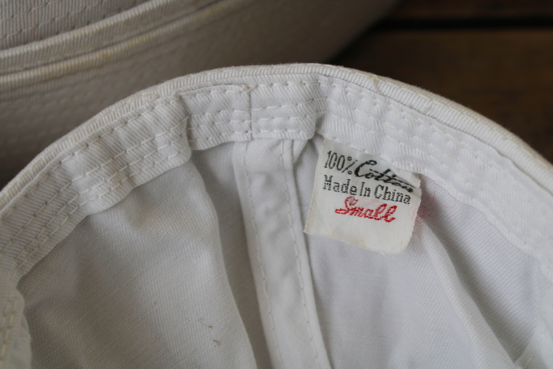 photo of lot vintage white cotton sailor hats small sizes, surplus style fashion or nautical decor #8