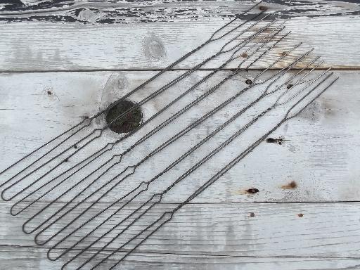 photo of lot vintage wire hot dog or marshmallow cookers, long forks for campfire or fireplace #1