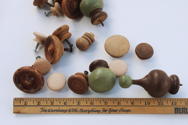 photo of lot vintage wood finials & knobs salvaged from old furniture, fancy junk for upcycle #2