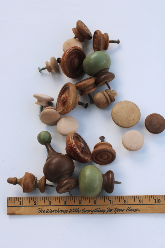 photo of lot vintage wood finials & knobs salvaged from old furniture, fancy junk for upcycle #3