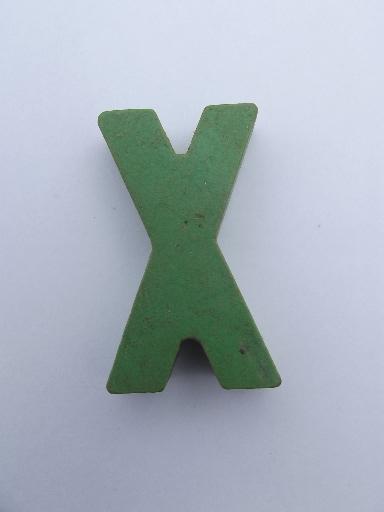 photo of lot vintage wood letter shape blocks, colored wooden spelling letters #3