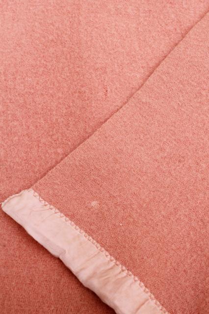 photo of lot vintage wool bed blankets in pink, shabby shrunken felted fabric for cutters or rugs #4