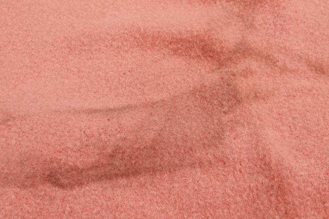 photo of lot vintage wool bed blankets in pink, shabby shrunken felted fabric for cutters or rugs #5