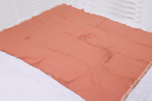 photo of lot vintage wool bed blankets in pink, shabby shrunken felted fabric for cutters or rugs #6