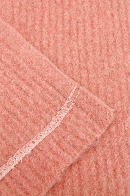 photo of lot vintage wool bed blankets in pink, shabby shrunken felted fabric for cutters or rugs #8