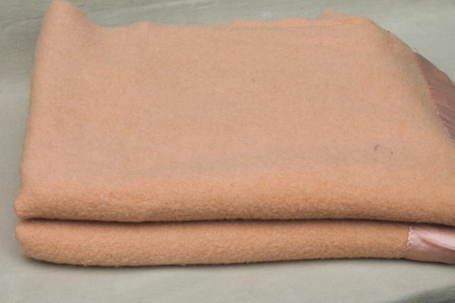 photo of lot vintage wool bed blankets in shades of pink, warm all wool blankets for winter #3