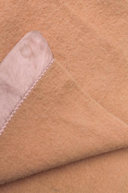 photo of lot vintage wool bed blankets in shades of pink, warm all wool blankets for winter #4