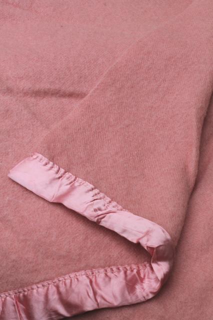 photo of lot vintage wool bed blankets in shades of pink, warm all wool blankets for winter #13