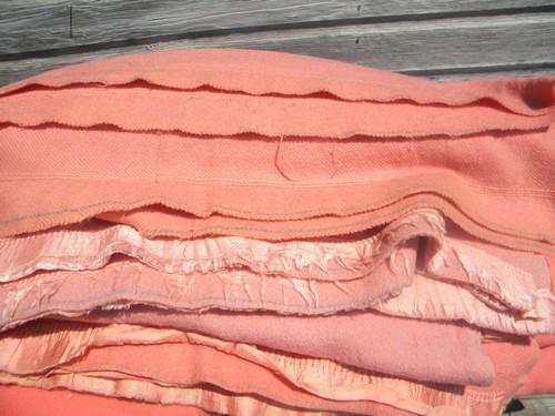 photo of lot vintage wool blankets, coral and pink, felted cutting fabric for rugs or crafts? #4