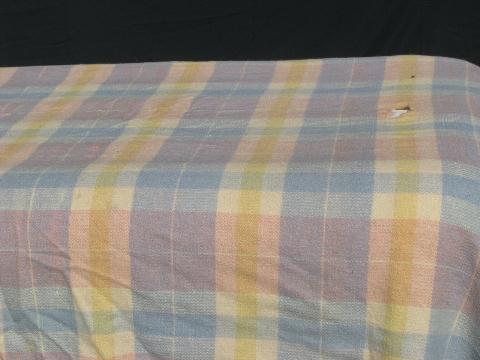 photo of lot vintage wool blankets for camp, cutting fabric for rugs or crafts #10