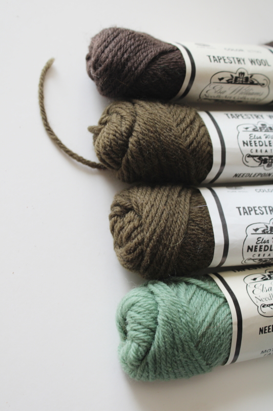 photo of lot vintage wool tapestry yarn for needlepoint & crewel embroidery, red, aqua, green, brown #2