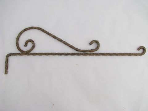 photo of lot vintage wrought iron hangers or sign holders, antique curtain rods #3