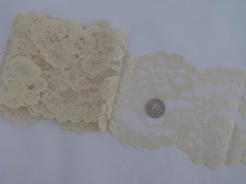 photo of lot wide floral lace insertion, pretty table runner dresser scarf fabric #2