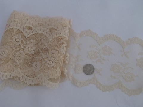 photo of lot wide floral lace insertion, pretty table runner dresser scarf fabric #3