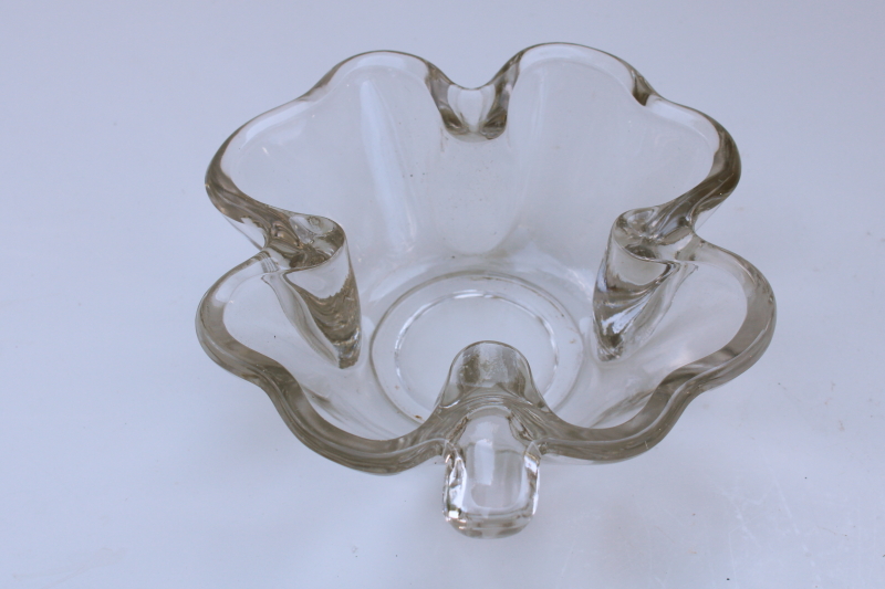 photo of lucky four leaf clover shamrock candy dish, heavy crystal clear glass bowl  #2