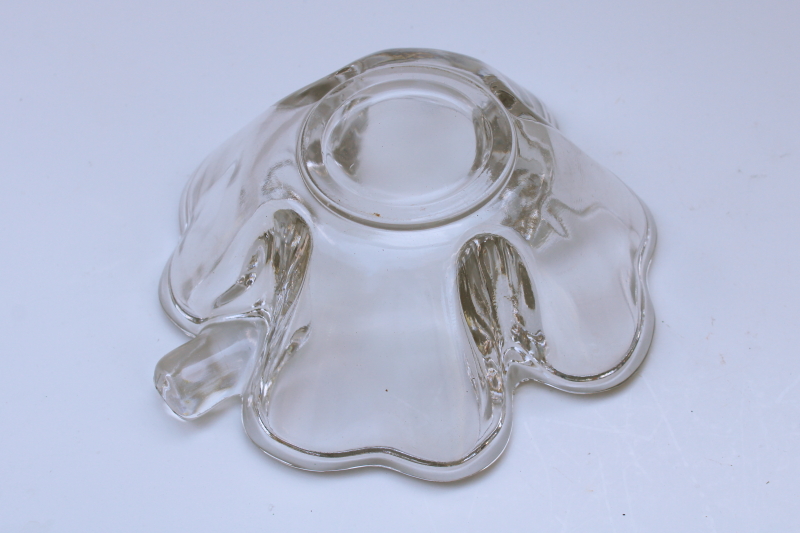 photo of lucky four leaf clover shamrock candy dish, heavy crystal clear glass bowl  #4