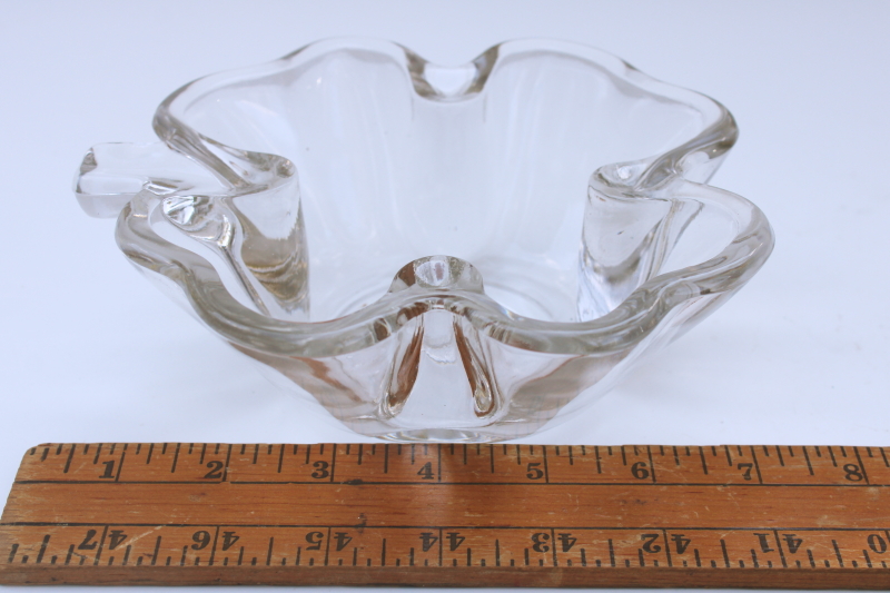 photo of lucky four leaf clover shamrock candy dish, heavy crystal clear glass bowl  #5