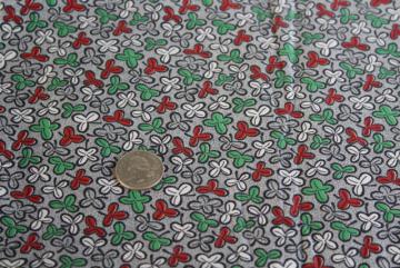 catalog photo of lucky hidden four leaf clover shamrock print cotton fabric, 30s 40s vintage