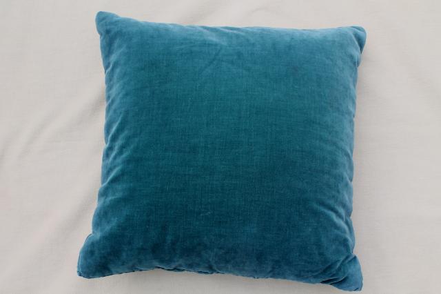 photo of luxe bohemian boudoir cushion, velvet pillow w/ peacock chenille loopy yarn embroidery #3