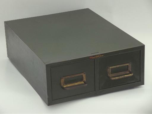 photo of machine age industrial file box/card catalog old  olive drab paint  #1