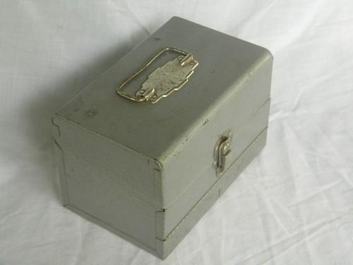 photo of machine age metal storage box or case for movie film/audio tape reels #1