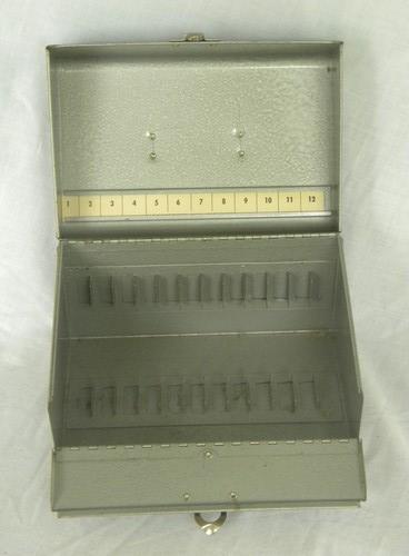 photo of machine age metal storage box or case for movie film/audio tape reels #3