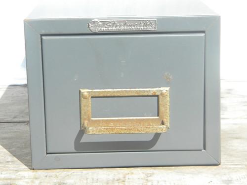 photo of machine age vintage Steelmaster card catalog or file box, industrial gray #3