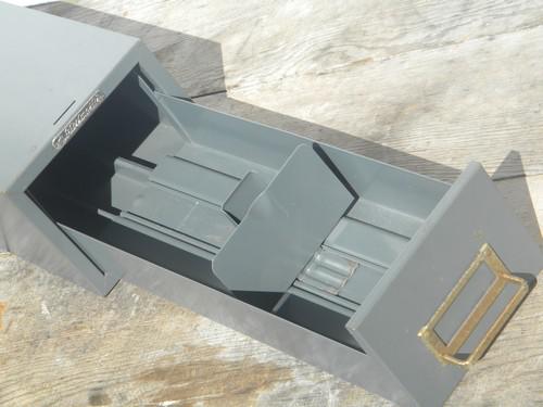 photo of machine age vintage Steelmaster card catalog or file box, industrial gray #4