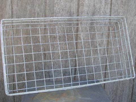 photo of machine age vintage wire storage basket, large bread carrier tray #1