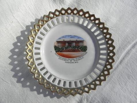 photo of main Agriculture building UW Madison, early 1900s antique china plate #1