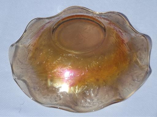 photo of marigold carnival luster glass vintage Floragold large bowl w/ ruffle #3