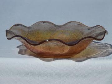 catalog photo of marigold carnival luster glass vintage Floragold large bowl w/ ruffle