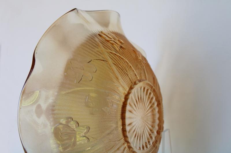 photo of marigold iridescent Jeannette iris and herringbone floragold vintage carnival glass bowl #3