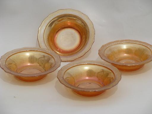 photo of marigold iridescent luster glass fruit bowls, Normandie bouquet #1