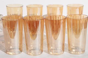 catalog photo of marigold luster iridescent glass tumblers, set of vintage drinking glasses