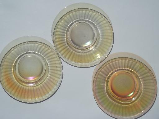 photo of marigold luster vintage carnival glass prismatic rib salad plates lot #2