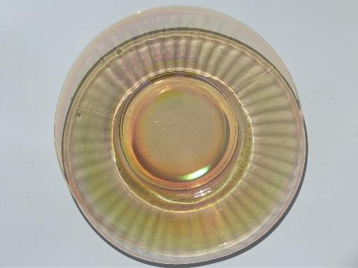 photo of marigold luster vintage carnival glass prismatic rib salad plates lot #4