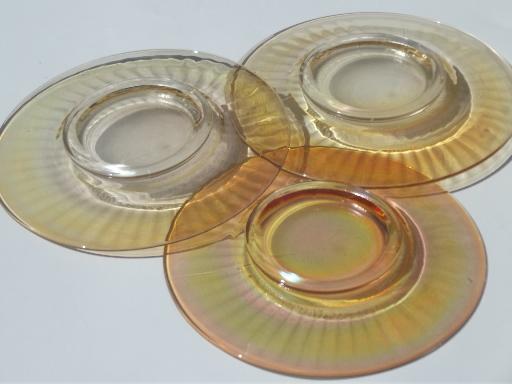 photo of marigold luster vintage carnival glass prismatic rib salad plates lot #5