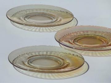 catalog photo of marigold luster vintage carnival glass prismatic rib salad plates lot