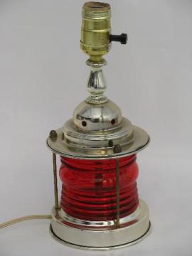 catalog photo of marine signal ship's lantern table lamp, retro 50s nautical style light