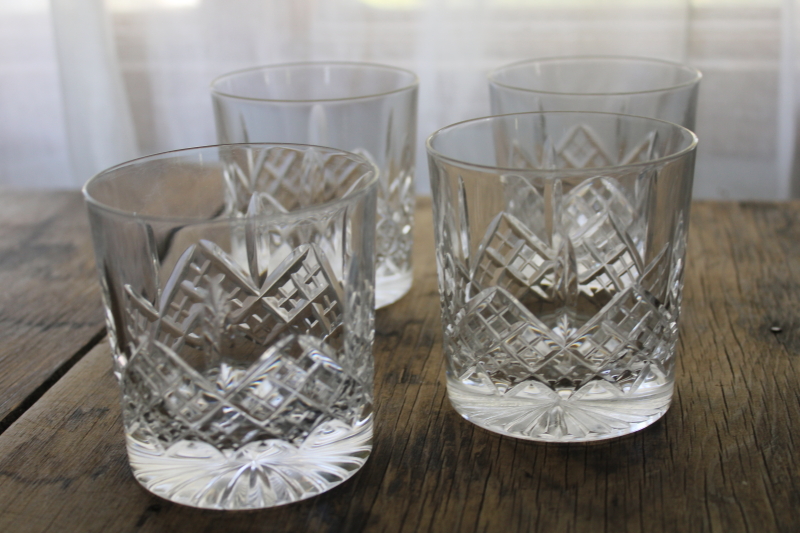 photo of marked Edinburgh crystal old fashioned glasses, used set lowball tumblers Montrose pattern  #1