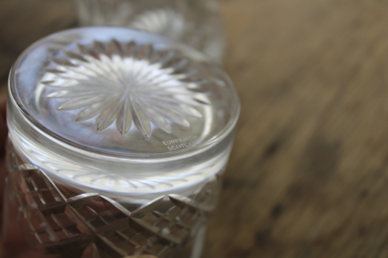 photo of marked Edinburgh crystal old fashioned glasses, used set lowball tumblers Montrose pattern  #2