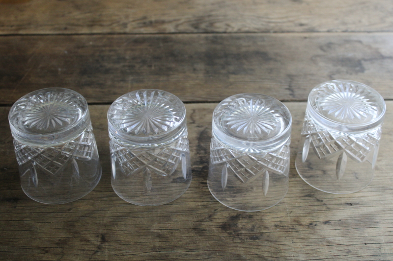 photo of marked Edinburgh crystal old fashioned glasses, used set lowball tumblers Montrose pattern  #3